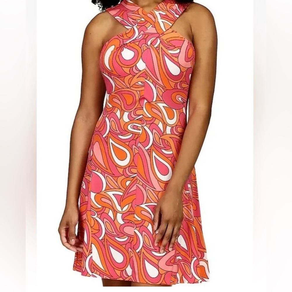 Michael Kors halter style dress- orange and pink